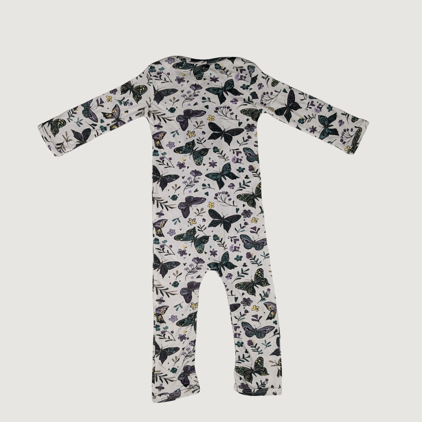 Children's romper with butterfly pattern on a white background