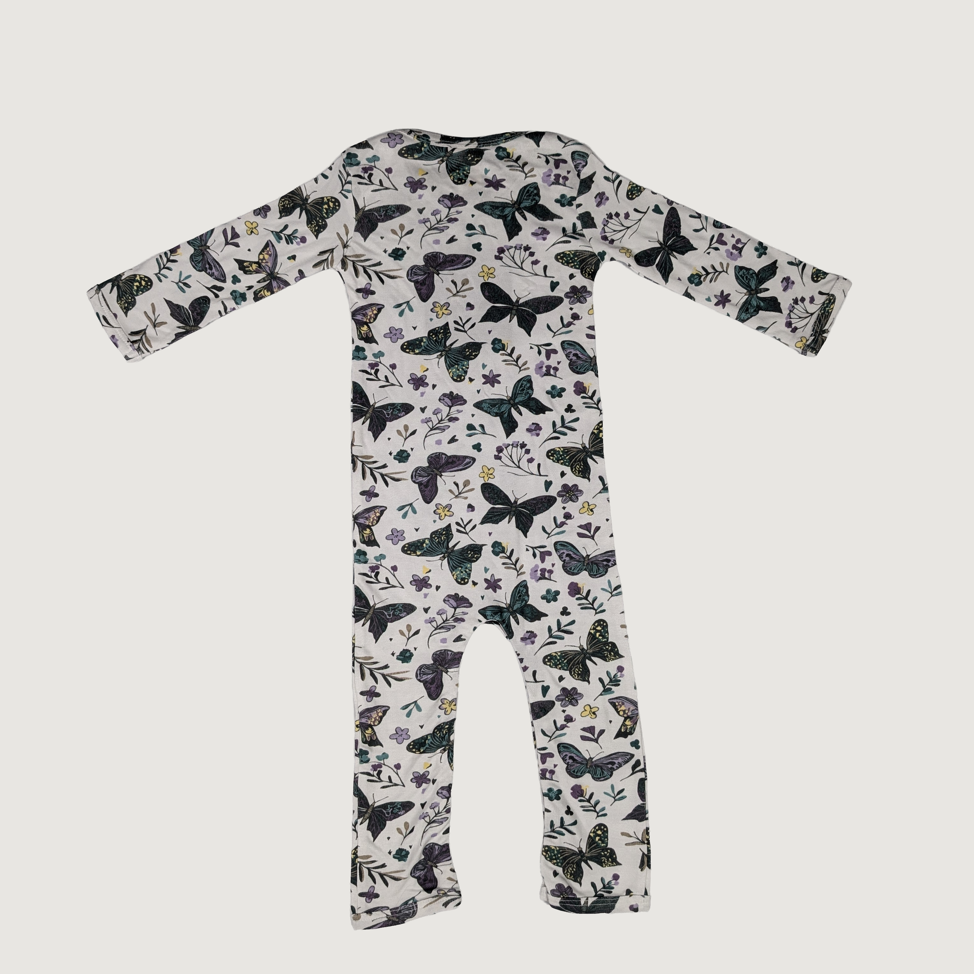 Children's romper with butterfly pattern on a white background