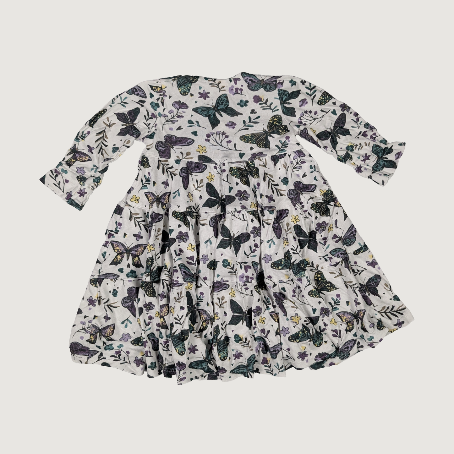 back of Anne dress with dark butterfly pattern kids baby dress
