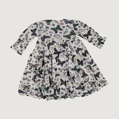 back of Anne dress with dark butterfly pattern kids baby dress