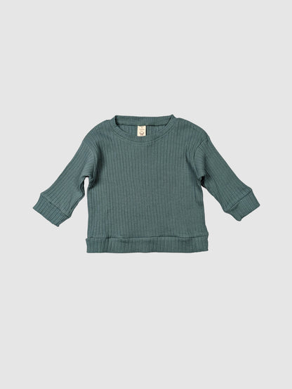 Green baby wide rib organic cotton long sleeve top