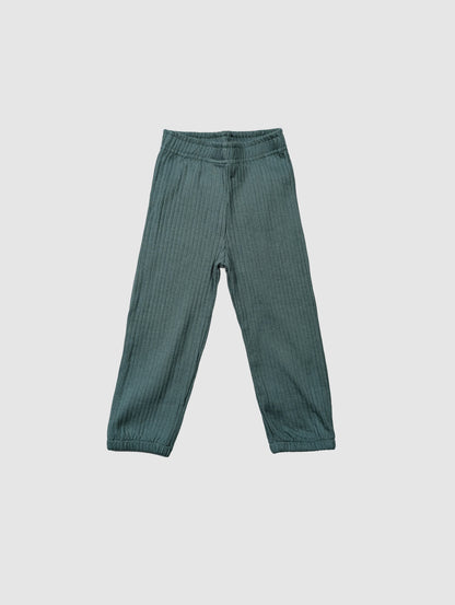 Green ribbed pants organic cotton kids clothes