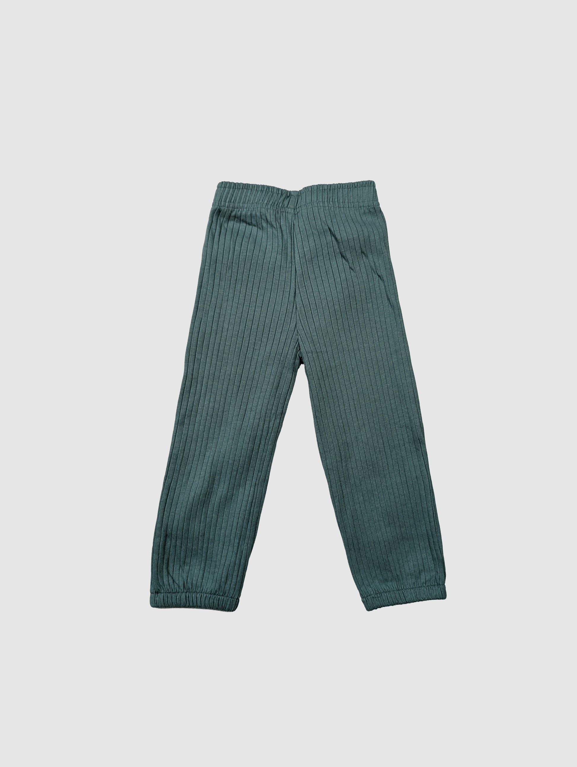 Green ribbed pants wide rib organic cotton kids clothes