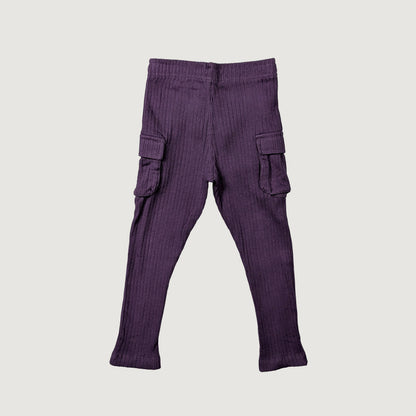 Scout purple cargo pants wide rib organic cotton
