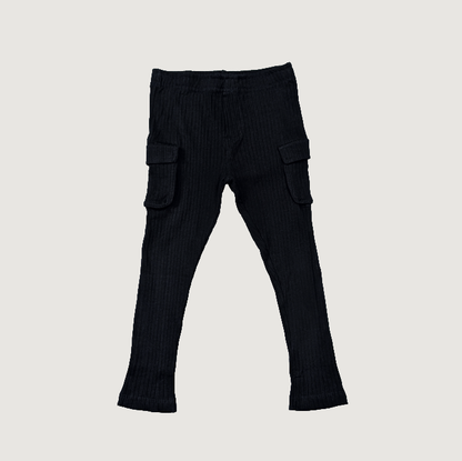 Scout black cargo pants wide rib organic cotton