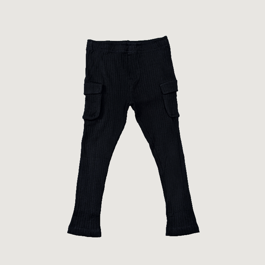 Scout black cargo pants wide rib organic cotton